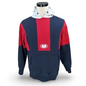 Vintage Wu Wear Hoodie Mens Medium Blue Red Colorblock Wu-Tang Clan Pullover 90s